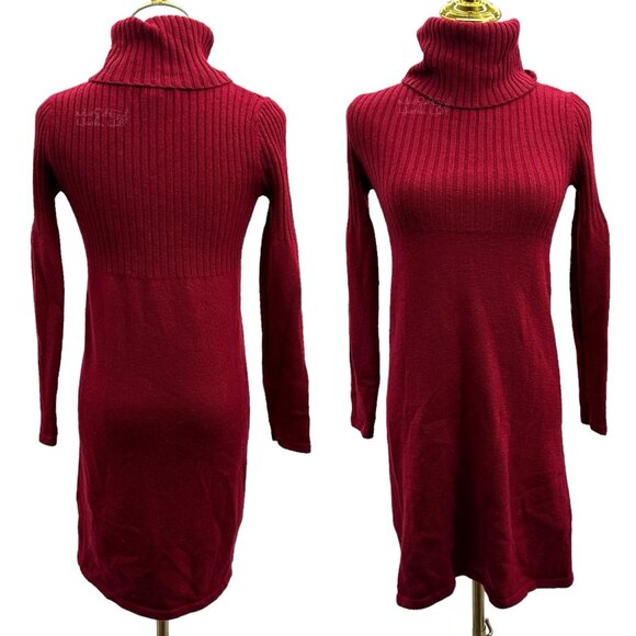 Geoffrey Beene Turtleneck Wool Blend Ribbed Knit Sweater Dress Size Small - Picture 6 of 6